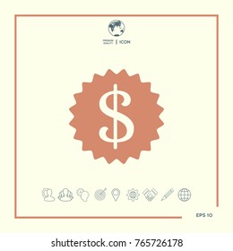Dollar symbol on medal - icon
