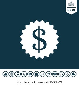 Dollar symbol on medal - icon