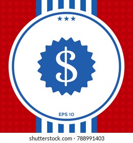 Dollar symbol on medal - icon