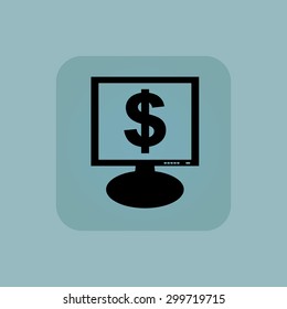 Dollar symbol on screen, in square, on pale blue background
