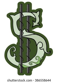 Dollar symbol on white background. Vector stock illustration.