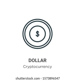 Dollar symbol outline vector icon. Thin line black dollar symbol icon, flat vector simple element illustration from editable cryptocurrency concept isolated on white background