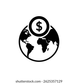 Dollar Symbol Over World Map Representing Global Finance
