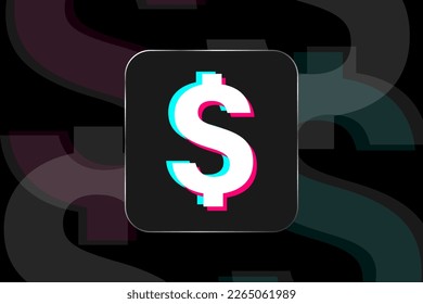 Dollar symbol in popular social network style. Make money with social media. Financial concept. Vector illustration. EPS10