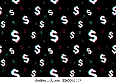 Dollar symbol in popular social network style. Make money with social media. Financial concept. Seamless pattern. Vector illustration. EPS10