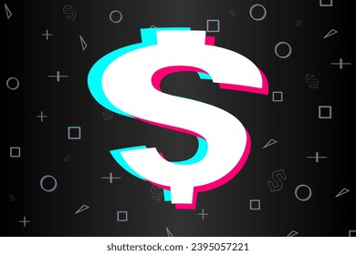 Dollar symbol in popular social network style. Make money with social media. Financial concept. Vector illustration. EPS10