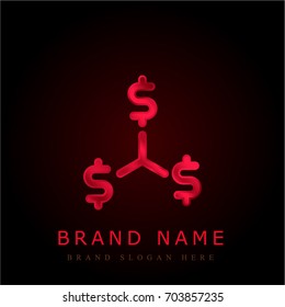 Dollar symbol red chromium metallic logo