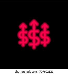 Dollar symbol red glowing neon ui ux icon. Glowing sign logo vector