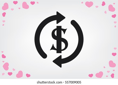 Dollar symbol with rotation arrows icon vector EPS 10, abstract sign circular motion process flat design,  illustration modern isolated badge for infographic, website or app.