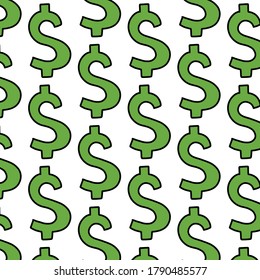 dollar symbol seamless doodle pattern, vector illustration