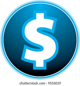 dollar symbol: sexy blue light vector button