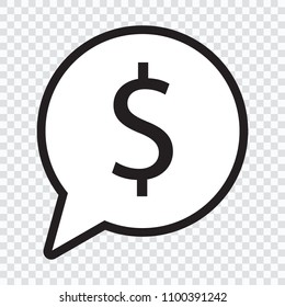 Dollar symbol in speech bubble, vector icon