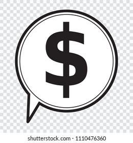 Dollar symbol in speech bubble, vector icon