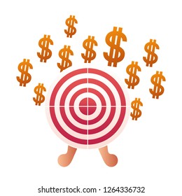 dollar symbol with target shooting isolated icon