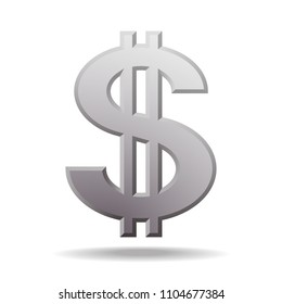 dollar symbol with two vertical lines isolated on white background. Vector illustration.