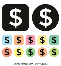 Dollar symbol. US Currency icon. Money icon. Vector