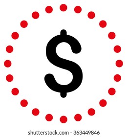 Dollar Symbol vector icon. Style is bicolor flat circled symbol, intensive red and black colors, rounded angles, white background.