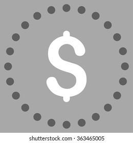 Dollar Symbol vector icon. Style is bicolor flat circled symbol, dark gray and white colors, rounded angles, silver background.