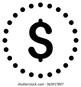 Dollar Symbol vector icon. Style is flat circled symbol, black color, rounded angles, white background.