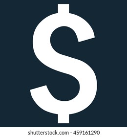 Dollar Symbol vector icon. Style is flat symbol, white color, dark blue background.