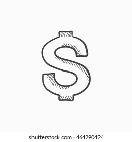 Dollar Symbol  Vector Sketch Icon Isolated On Background. Hand Drawn Dollar Symbol  Icon. Dollar Symbol  Sketch Icon For Infographic, Website Or App.