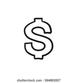 Icono de esbozo vectorial del símbolo del dólar aislado en el fondo. Icono del símbolo del dólar dibujado a mano. Icono de esbozo de símbolo del dólar para infografía, sitio web o aplicación.