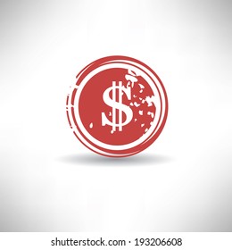 Dollar symbol,grunge vector