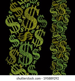 Dollar symbols repeating vector background, Money theme seamless pattern, vertical composition.
