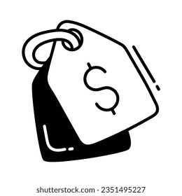 Dollar tag doodle Icon Design illustration. Business Symbol on White background EPS 10 File