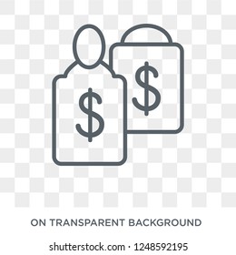 Dollar tag icon. Trendy flat vector Dollar tag icon on transparent background from Cryptocurrency economy and finance collection. High quality filled Dollar tag symbol use for web and mobile