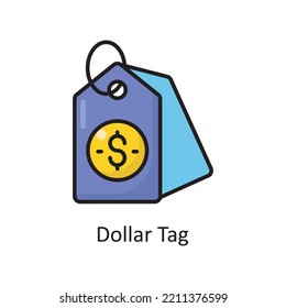Dollar Tag Vector Filled Outline Icon Design illustration. Banking and Payment Symbol on White background EPS 10 File