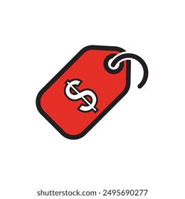 Dollar Tag vector icon. Flat black symbol. Pictogram is isolated on a white background. Designed for web and software interfaces.