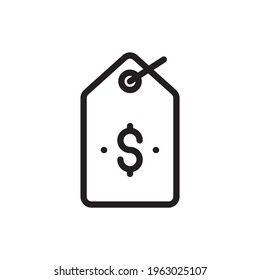 Dollar Tag Vector Outline Icon. Banking and Finance Symbol EPS 10 FIle