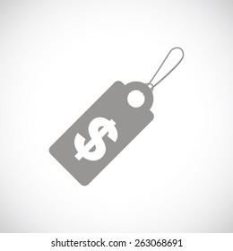 Dollar tag web black icon on a white background. Vector symbol