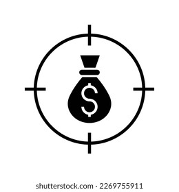 Dollar-Zielkonzept-Icon-Design. einzeln auf weißem Hintergrund. Vektorgrafik