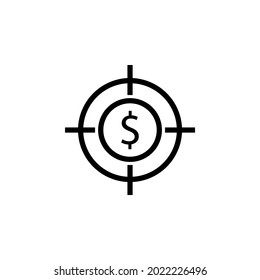 Dollar-Zielzeilensymbol auf weißem Hintergrund.