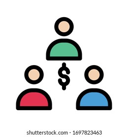 dollar team vector  flat color icon 