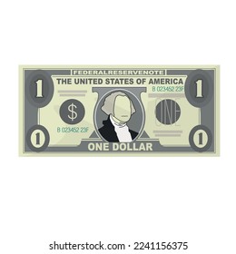 dollar template. American banknote. Vector illustration of money isolated on white background.
