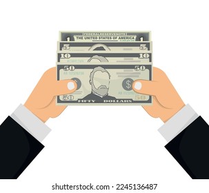 Dollarvorlage. Amerikanische Banknote. Vektorgrafik von Geld einzeln auf weißem Hintergrund.
