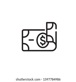 Dollar thin line icon. Money, cash, rolled banknote isolated outline sign. Finance, banking, investment concept. Vector illustration symbol element for web design