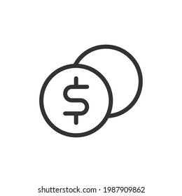 Icono de línea delgada del dólar. Símbolo con estilo de contorno de moda. Diseño premium para web y aplicaciones. Perfecto para la interfaz de usuario. 