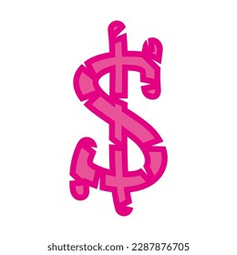 Dollar Thread Patch V63 Patch Streetwear, Urban Design Pink Colors Patch Commercial Use