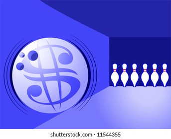  dollar throw ball hitting the pins	