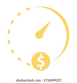 Dollarzeit, Uhr, Icon ansehen. Konzept der Design-Elemente der Benutzeroberfläche. Digitale Countdown-App, User Interface-Kit, mobile Uhr-Schnittstelle. Es ist Zeit, Vektorillustration zu Geld zu signieren.