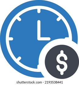 dólar tiempo Ilustración vectorial en un fondo transparente.Símbolos de calidad premium.Icono vector glifos para concepto y diseño gráfico.
