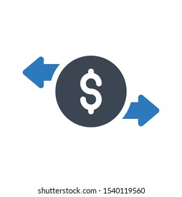 dollar tranfer vector glyph color  icon