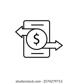 Dollar Transaction Flat Icon - Vector Illustration