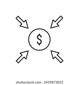 Diseño de iconos de flechas de transferencia de dólares, aislado sobre fondo blanco, Ilustración vectorial