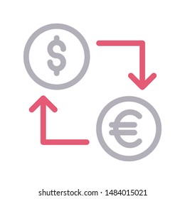 dollar transfer colour line vector icon