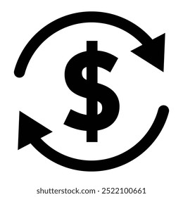 Icono de Vector de transferencia de dólares. Símbolo de cambio de dinero. Signo de conversión de moneda. Transacción financiera.